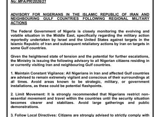 FG Warns Nigerians In Iran Gulf States To Take Extra Caution
