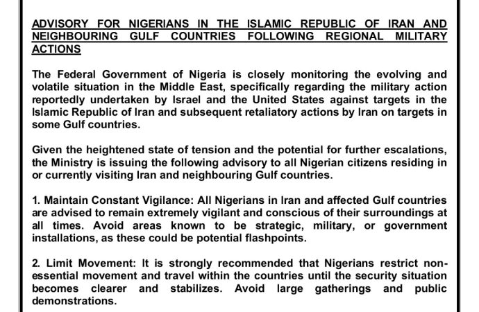 FG Warns Nigerians In Iran Gulf States To Take Extra Caution