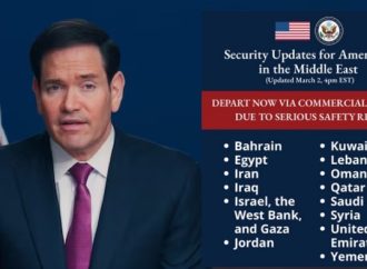 Washington Urges Citizens To Leave Iran And Other Middle Eastern Countries