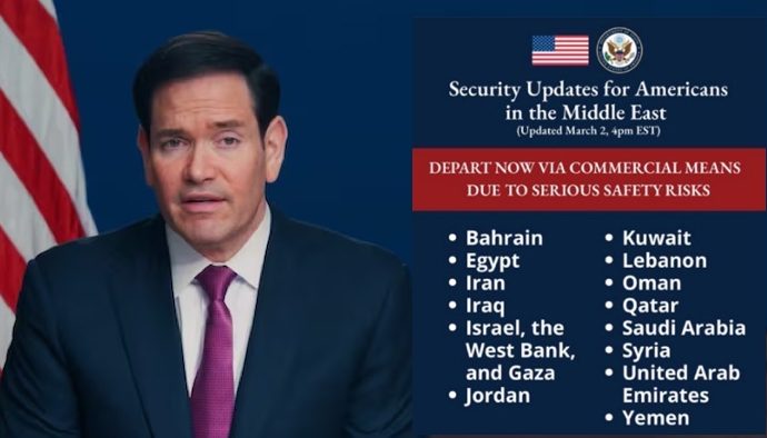 Washington Urges Citizens To Leave Iran And Other Middle Eastern Countries