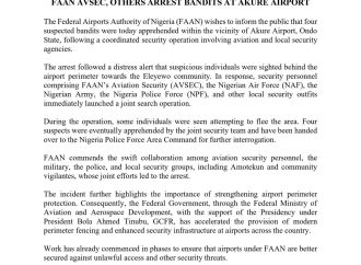Suspected Bandits Nabbed During Airport Security Operation