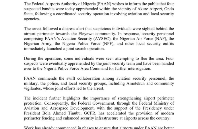 Suspected Bandits Nabbed During Airport Security Operation