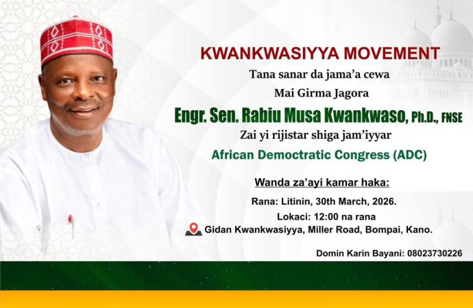 Kwankwaso to Join ADC on March 30, 2026