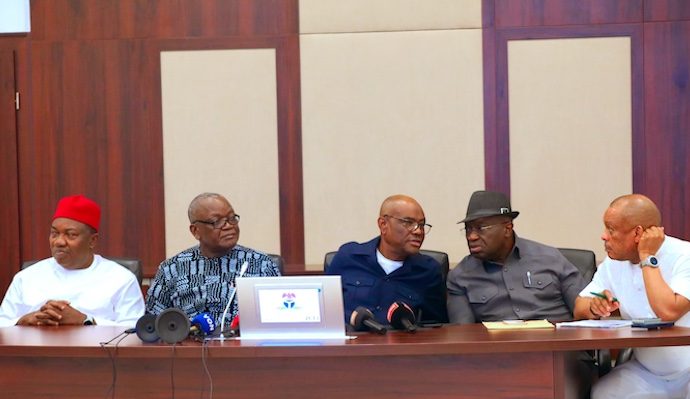 Nyesom Wike Leads 2,500 Peoples Democratic Party Delegates To Confirm Mohammed, Anyanwu As Substantive Leaders Amid Court Challenges